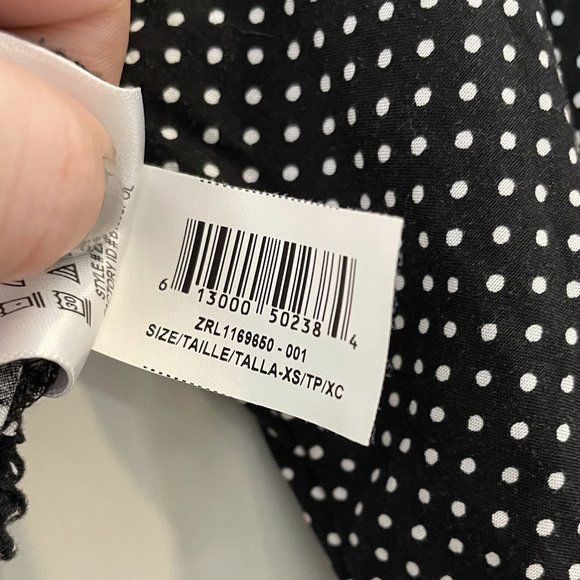 Bcbgeneration Polka Dot Off-the-shoulder Cropped Top In Black - Picture 9 of 9